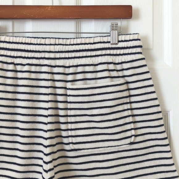 Rails Teddy Sailor Striped Terry Cloth Towel Pull On Soft Shorts Ivory Navy L - Picture 10 of 11